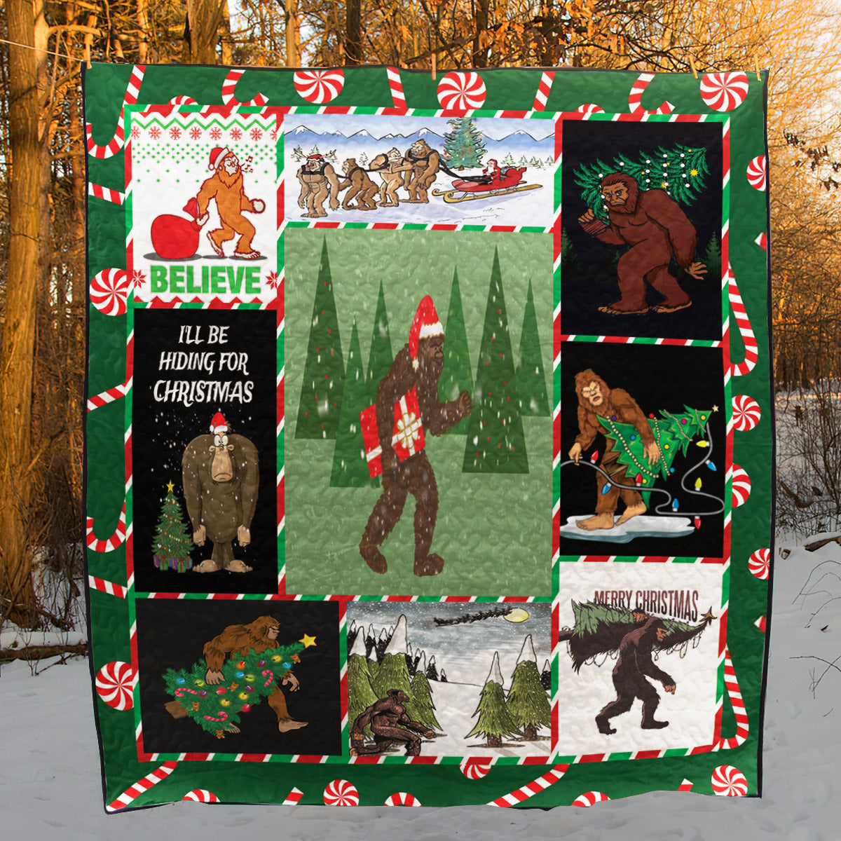 Bigfoot Christmas CLM0212017Q Quilt Blanket