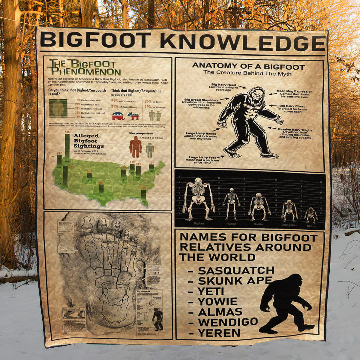 Bigfoot Knowledge CLH2111055Q Quilt Blanket