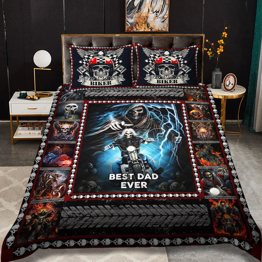 Biker Dad - Best Dad Ever - Happy Father's Day Quilt Bedding Set HM17042309QB