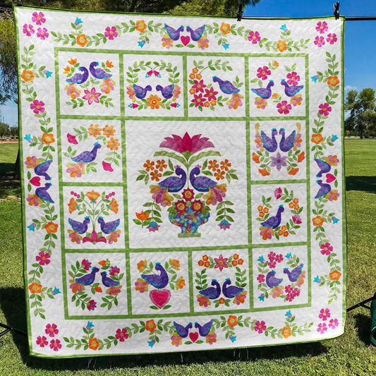Bird And Flower Quilt Blanket TL110701Y