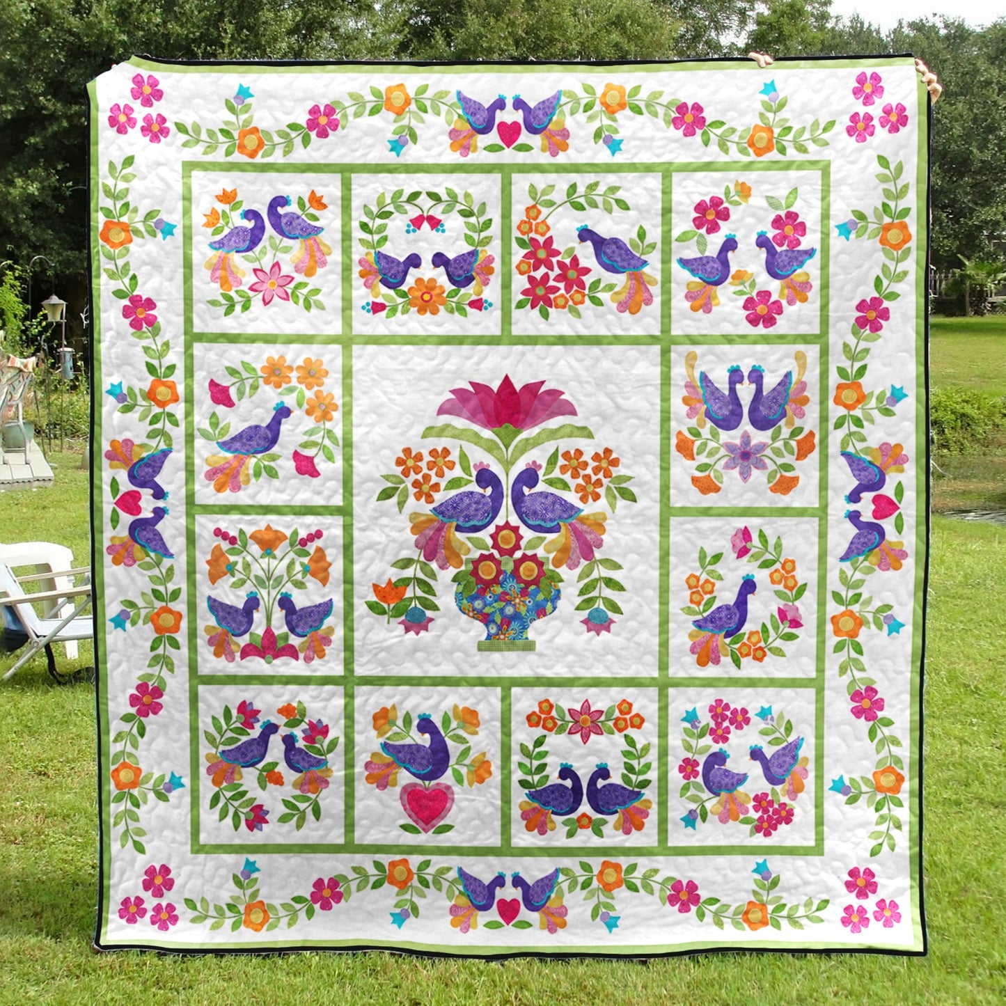 Bird And Flower Quilt Blanket TL110701Y