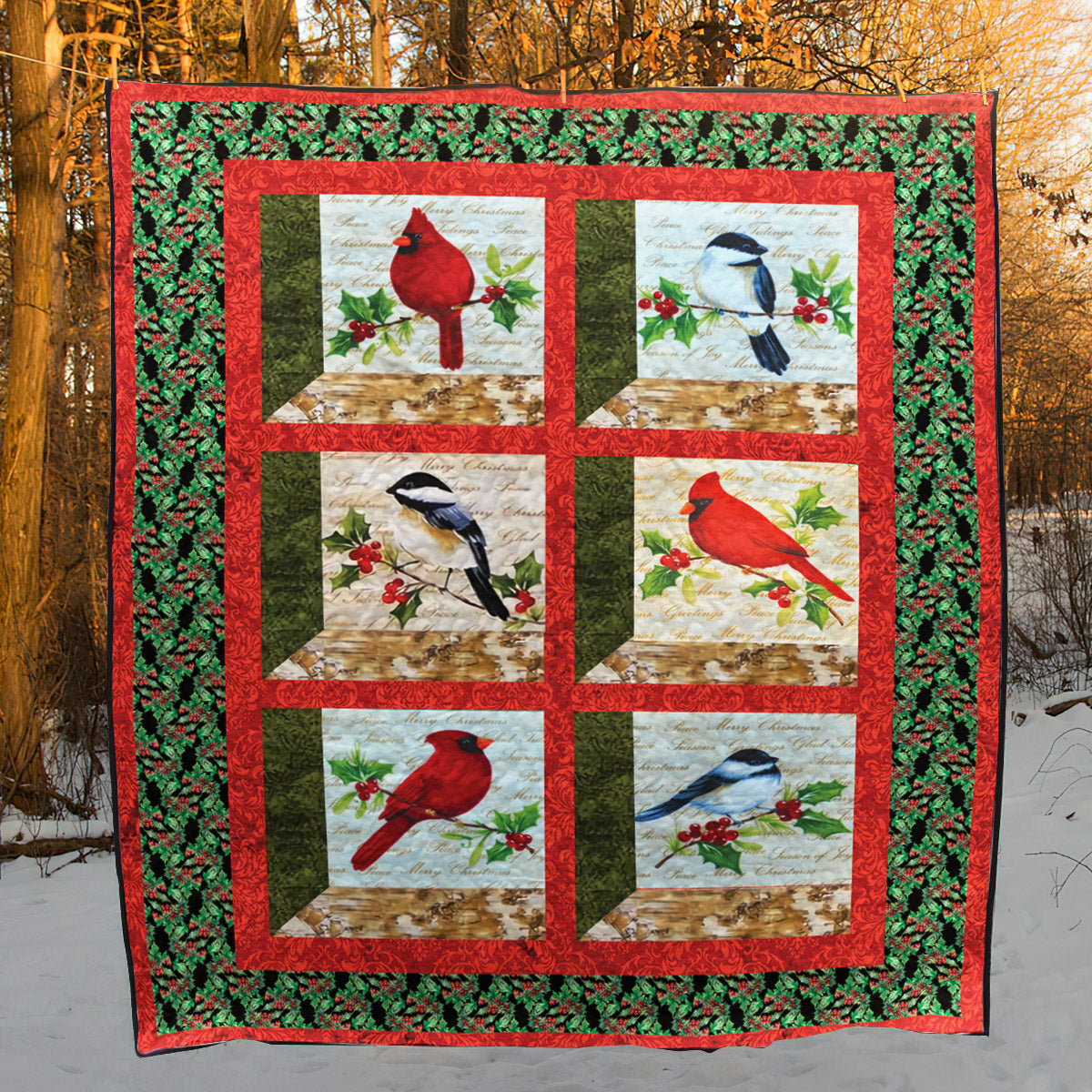 Bird Christmas CLP0611028Q Quilt Blanket
