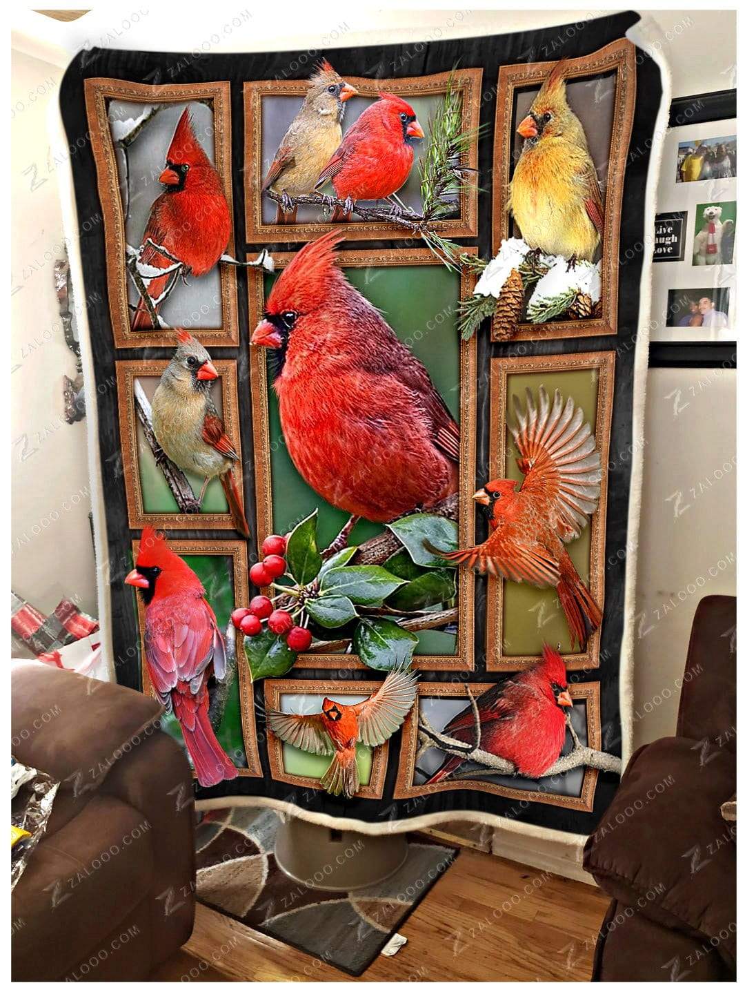 Bird Cute Cardinals CL26110076MDF Sherpa Fleece Blanket