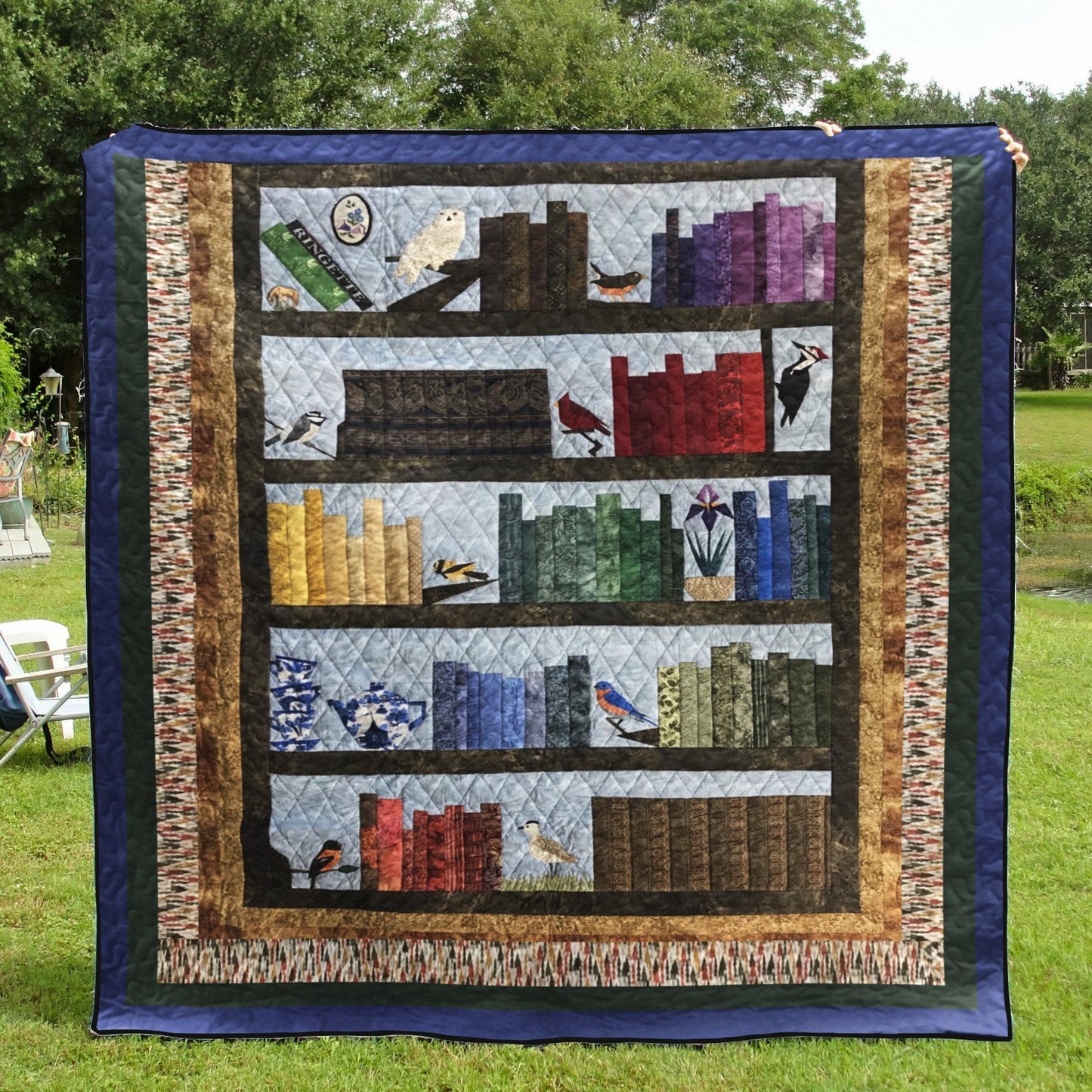 Birds Love Books Bookshelf CLH2111061Q Quilt Blanket