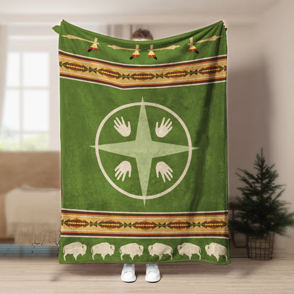 Bison Medicine Wheels Native American Pride CLA21100028F Sherpa Fleece Blanket