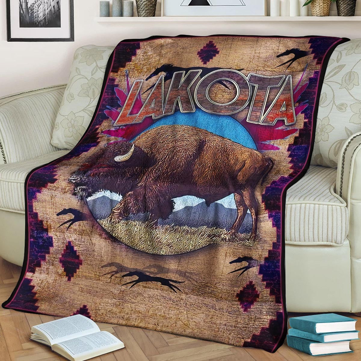 Bison Native American DD300813F Sherpa Fleece Blanket
