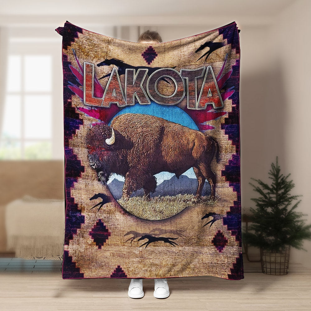 Bison Native American DD300813F Sherpa Fleece Blanket