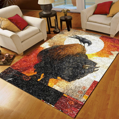 Bison & Raven Native American Symbol CLA1610050R Rug