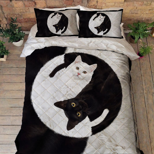 Black And White Cat Yin Yang Quilt Bedding Set CLH1609003