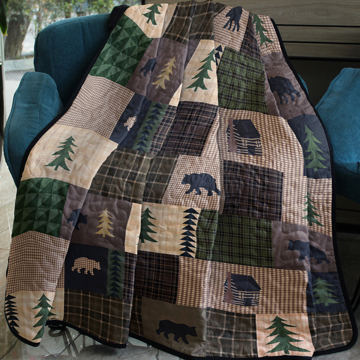 Black Bear And Pines CLT0111052H Quilt Blanket