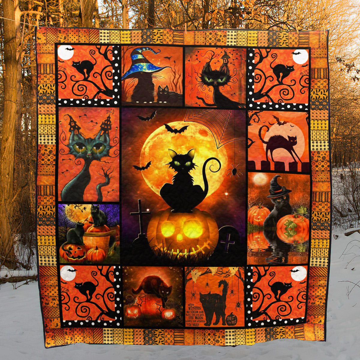 Black Cat Halloween CLA0710082Q Quilt Blanket