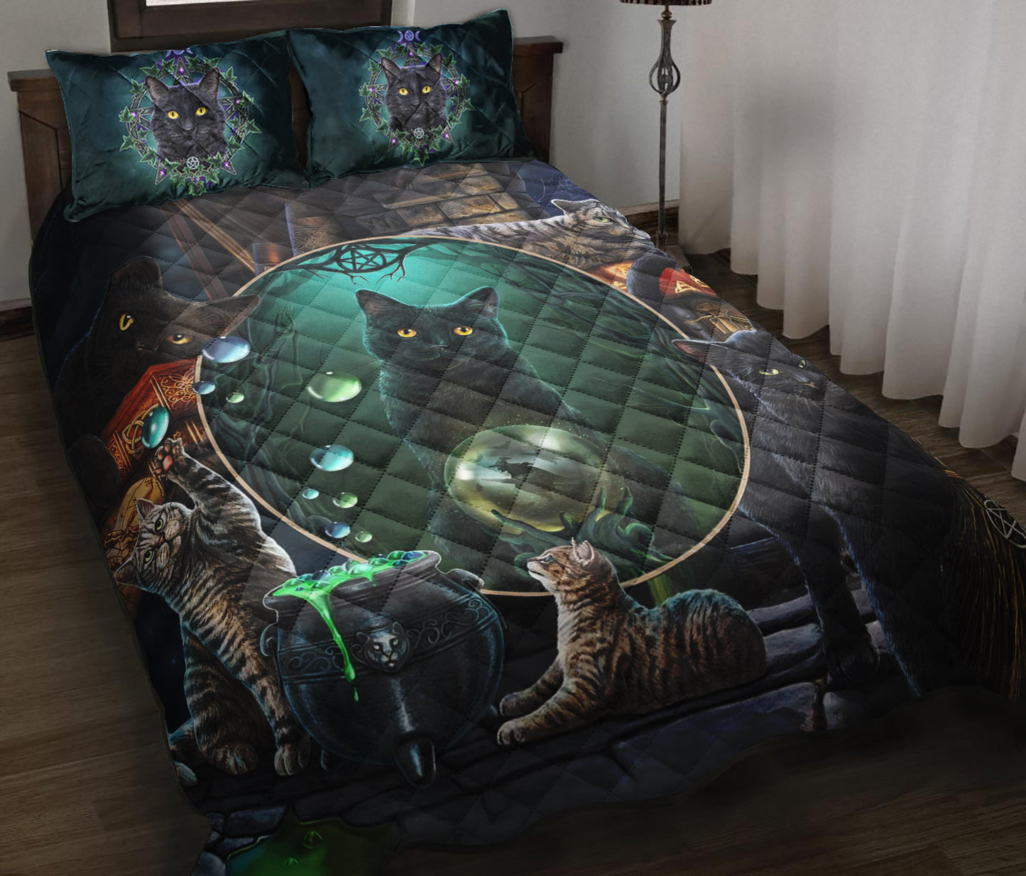 Black Cat Wicca Quilt Bed Sheet TM160901