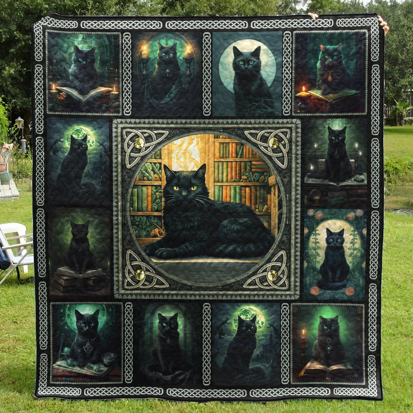 Black Cat Witch CLA0810036Q Art Quilt