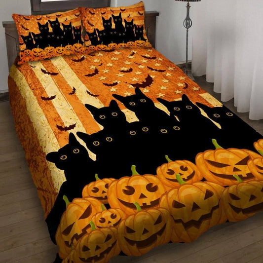 Black Cats Halloween Quilt Bedding Set CLH0809002