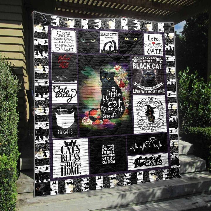 Black Cats Rock PKT240608 Quilt Blanket