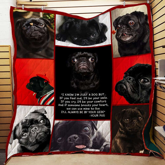 Black Pug CL22100079MDQ Quilt Blanket