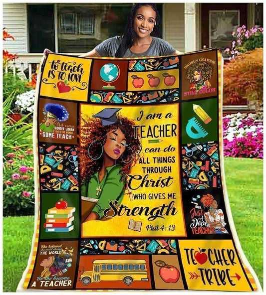 Black Teacher CL240810MD Sherpa Fleece Blanket