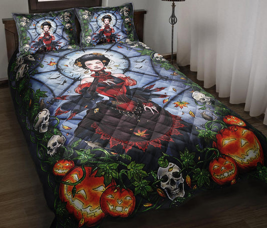 Black Widow Garden Quilt Bedding Set ND090902