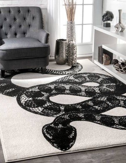 Black And White Simple Serpent CLT0810019A Rug