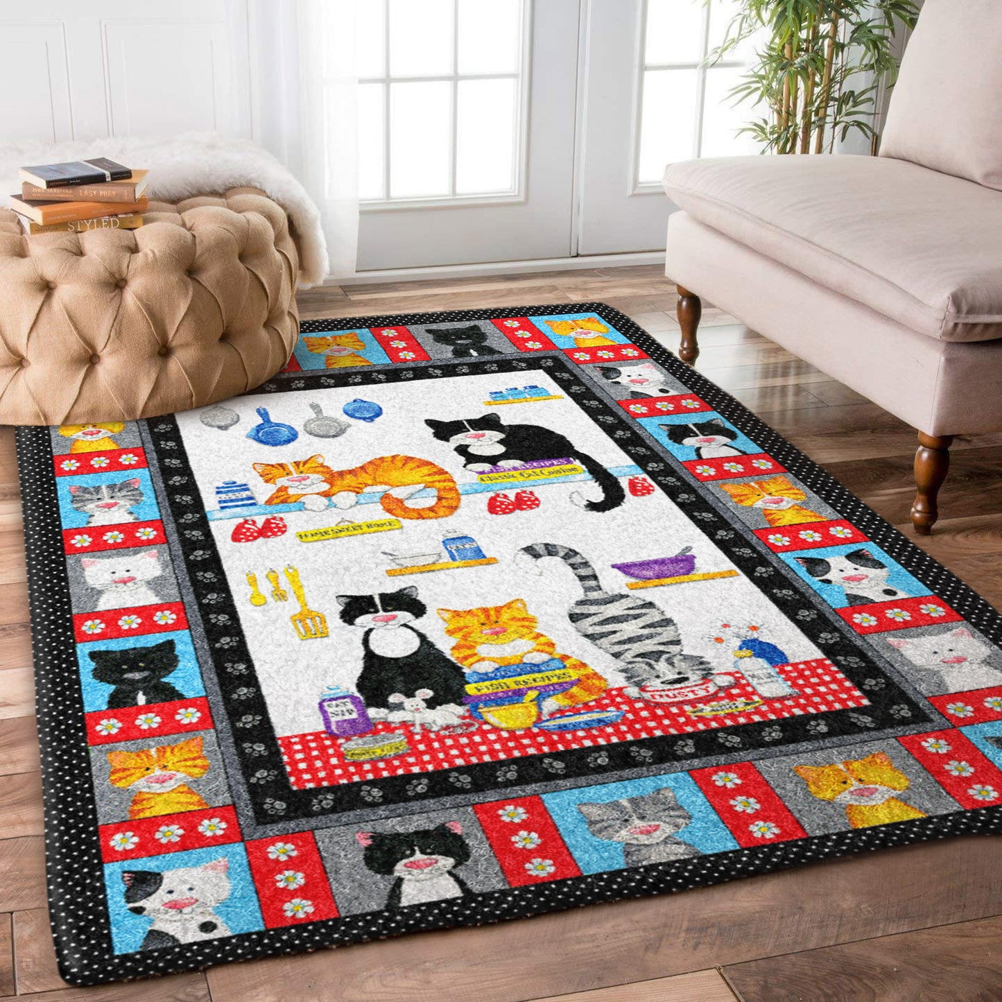 Black Cat Yellow Cat Kitchenware ML2210021R Rug