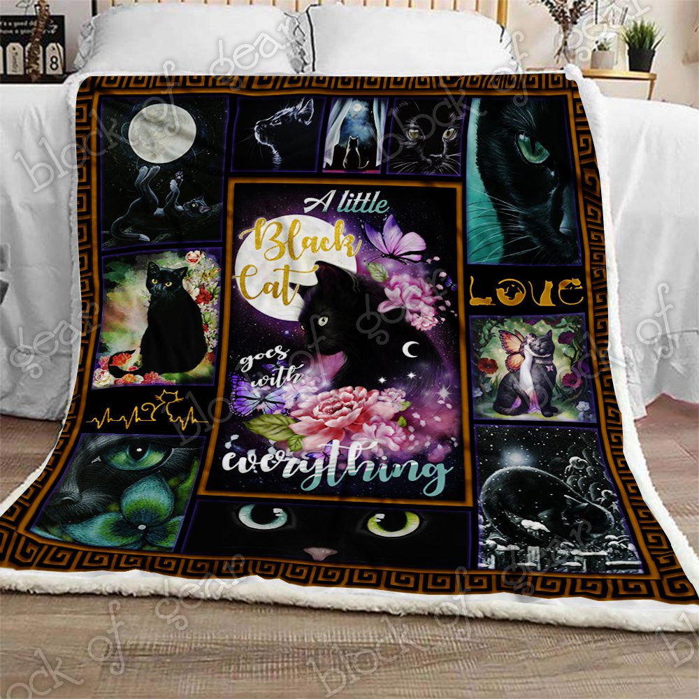 Black Cats CL190931MDF Sherpa Fleece Blanket