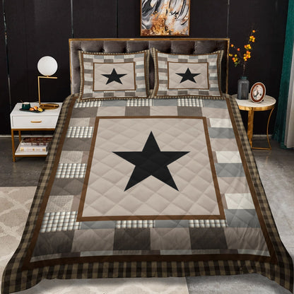 Black Check Star CLA16110458B Quilt Bedding Set