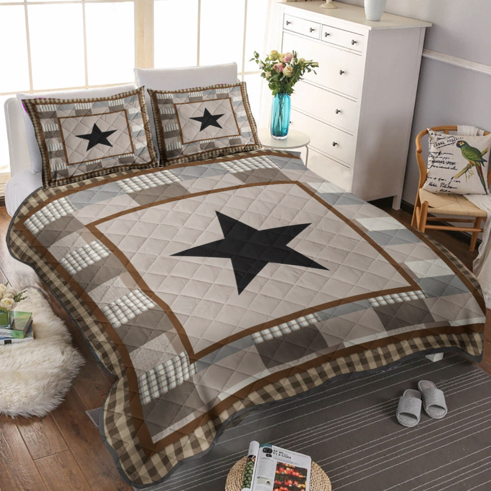 Black Check Star CLA16110458B Quilt Bedding Set