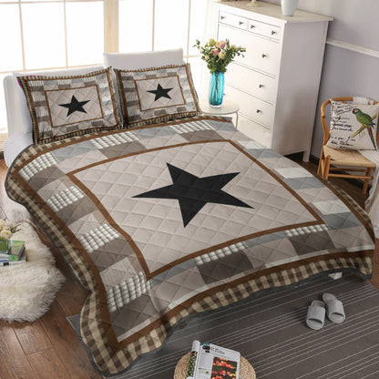 Black Check Star CLA16110458B Quilt Bedding Set