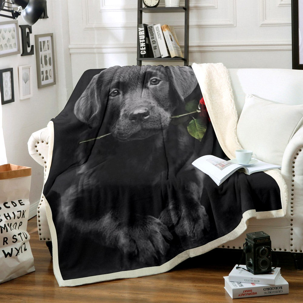 Black Lab Rose CG2011021TT Sherpa Fleece Blanket