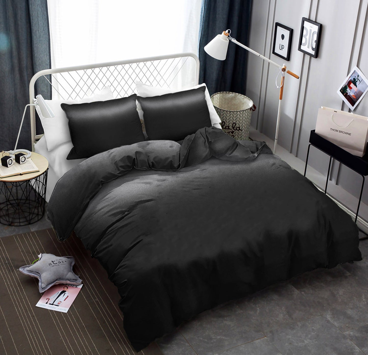Black Satin Silk Variety Colors Beddi CLA22100460B Bedding Sets