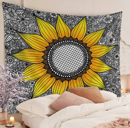Black Sunflower CLP070805 Decorative Wall Hanging Tapestry