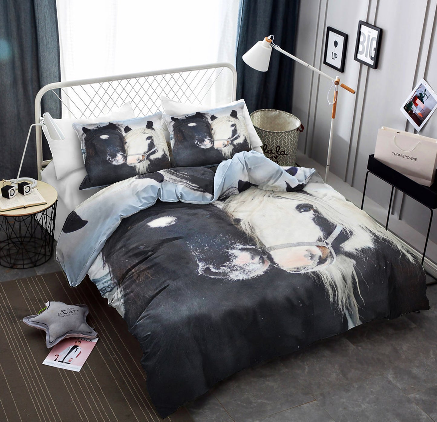 Black White Horses CLA19100077B Bedding Sets