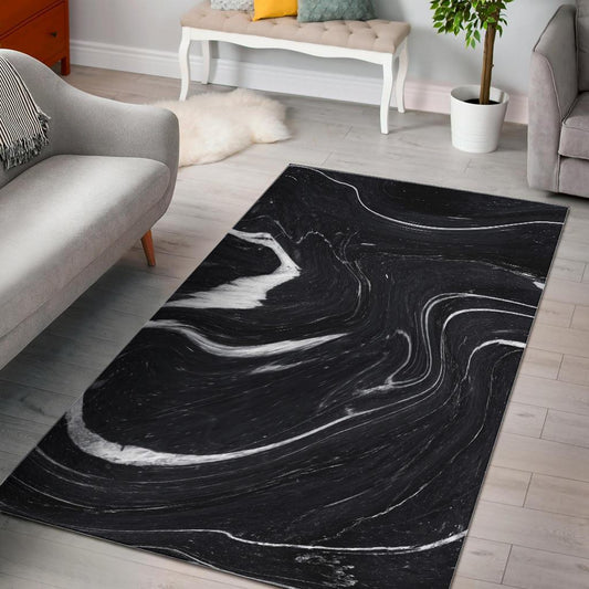 Black White Liquid Marble CL17100083MDR Rug