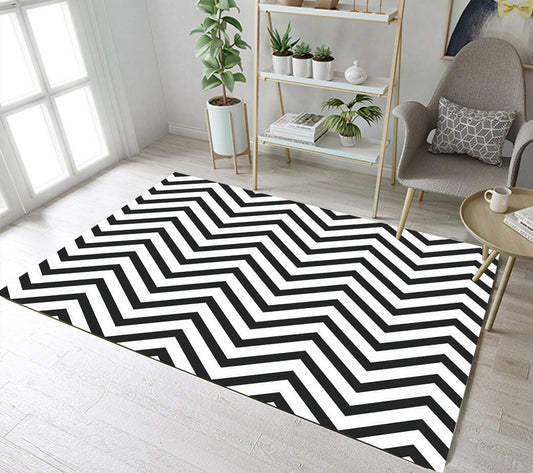 Black White Stripe CL04100023MDR Rug