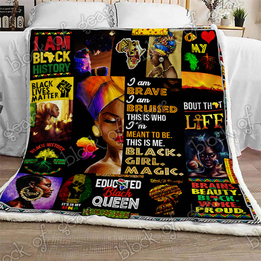Black Woman CL300950MDF Sherpa Fleece Blanket