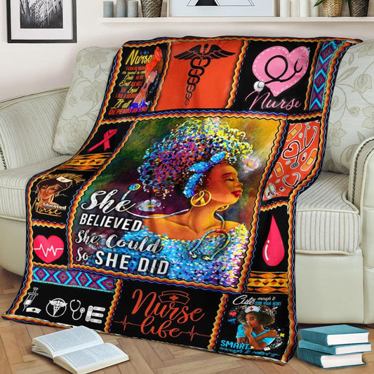 Black Women Social Worker CL240812MD Sherpa Fleece Blanket
