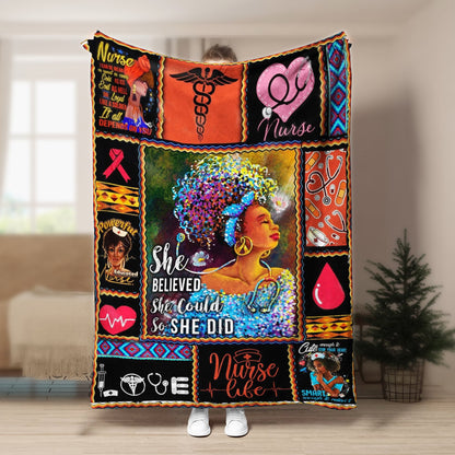 Black Women Social Worker CL240812MD Sherpa Fleece Blanket