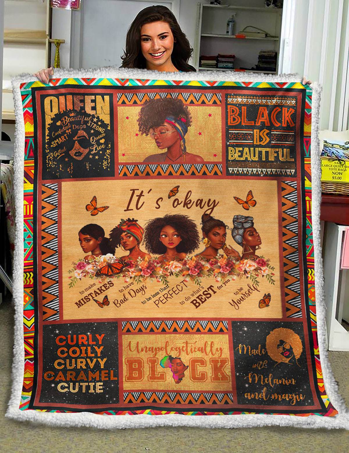 Black Girls HM191001D Sherpa Fleece Blanket