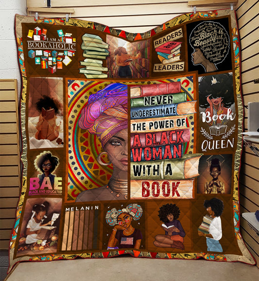 Black Woman Reading HM031101D Quilt Blanket