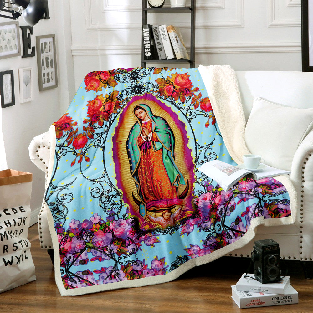 Blessed Virgin Guadalupe Fleurie Sherpa Fleece Blanket TL221001