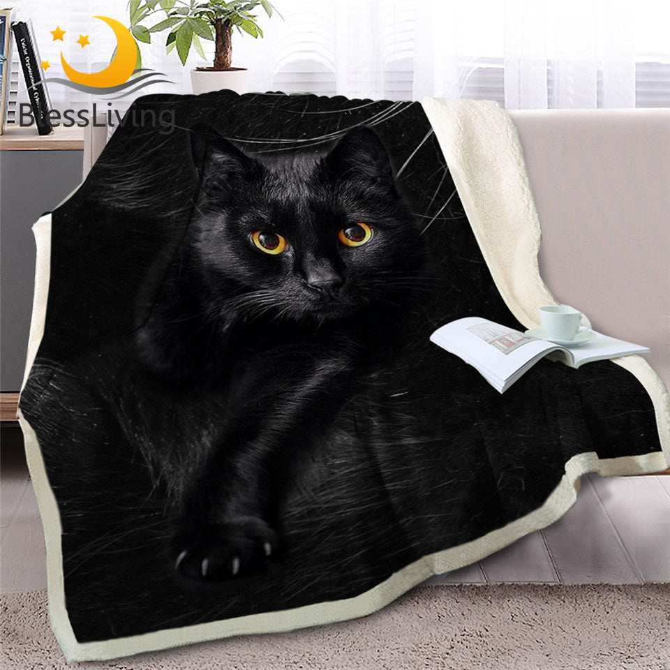 Blessliving Black Cat CLA0510027F Sherpa Fleece Blanket