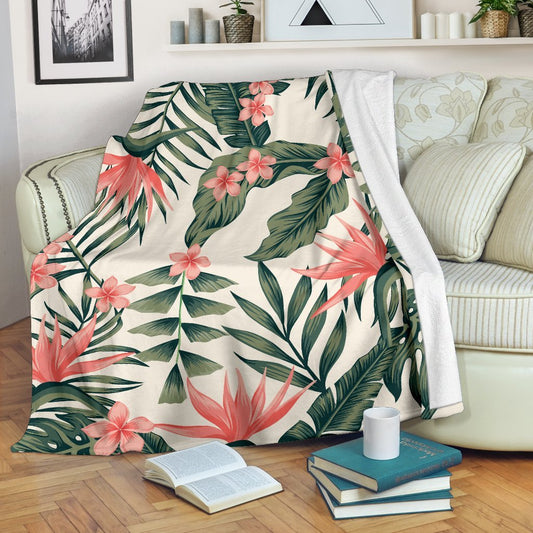 Blossom Tropical Leaves CL16100100MDF Sherpa Fleece Blanket