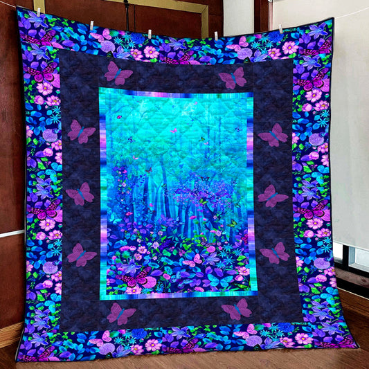 Blue And Purple Butterfly Quilt Blanket MN031101