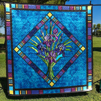 Blue Floral Bouquet CLA2211125Q Art Quilt