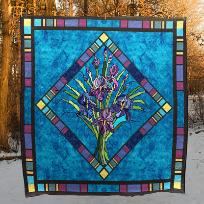 Blue Floral Bouquet CLA2211125Q Art Quilt