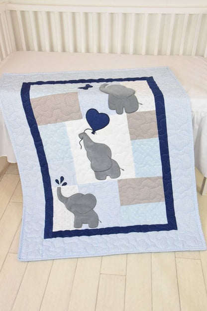 Blue Gray Elephant CLT280606 Quilt Blanket