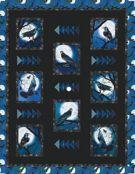 Blue Halloween Raven CLA1810069Q Quilt Blanket