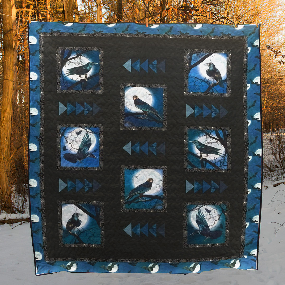 Blue Halloween Raven CLA1810069Q Quilt Blanket