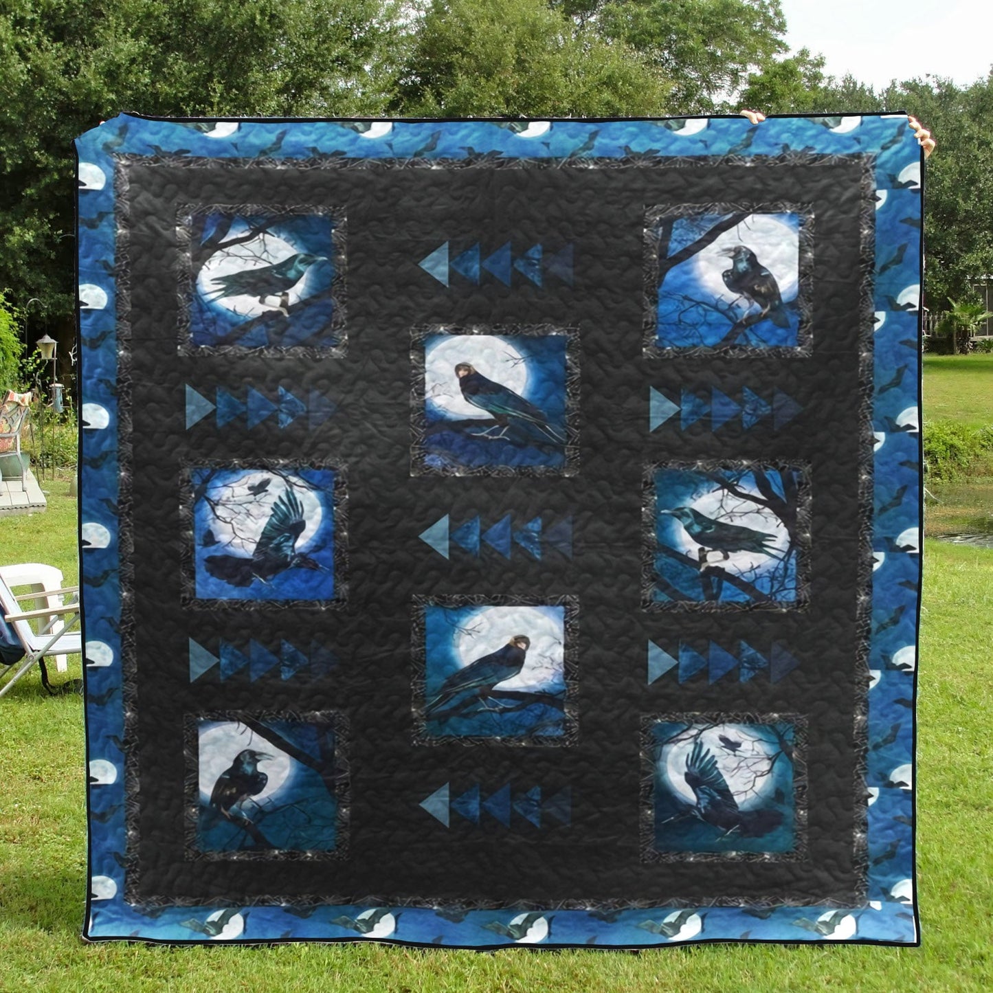 Blue Halloween Raven CLA1810069Q Quilt Blanket