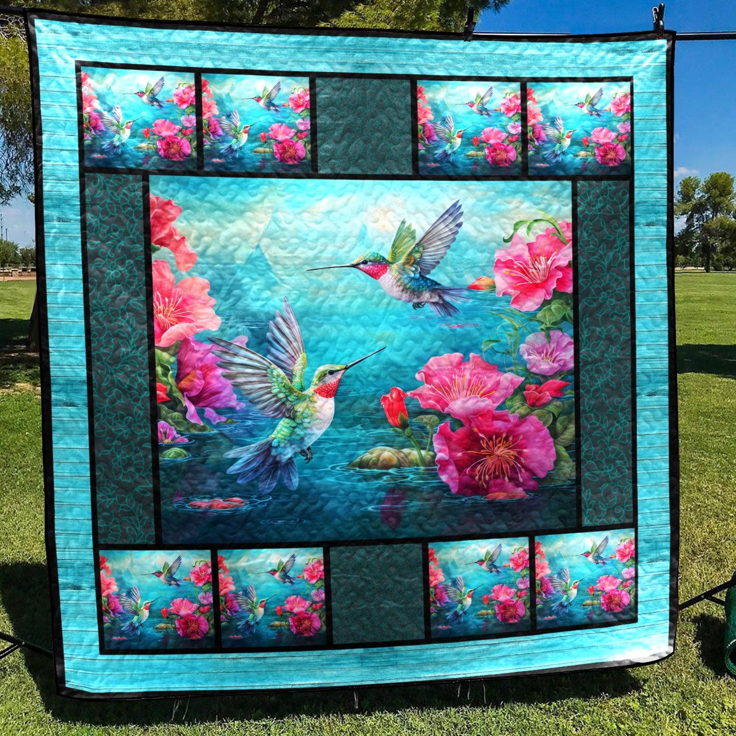 Blue Hummingbird CLA1710059Q Art Quilt